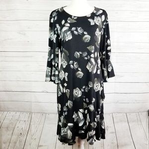Connected Apparel Black Floral Dress